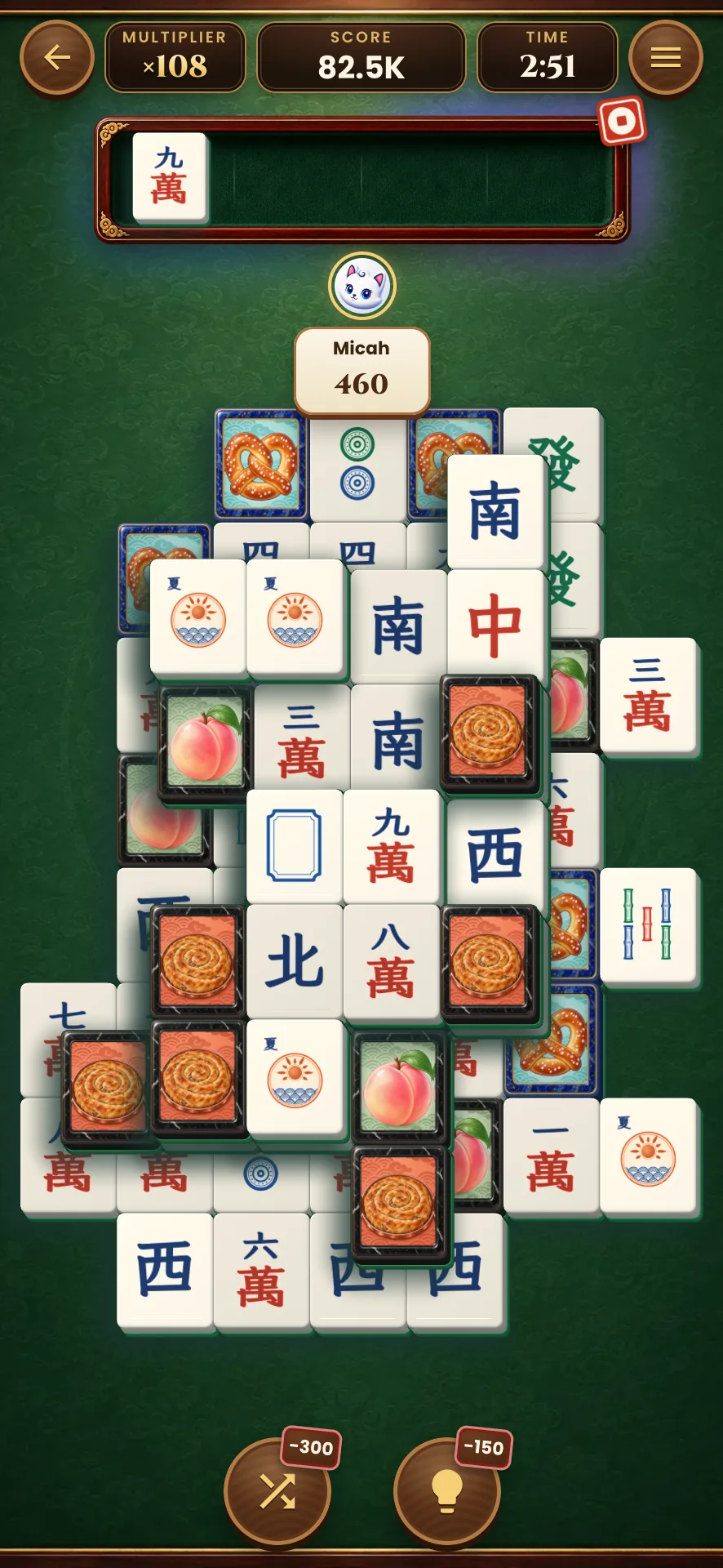 A Mahjong battle on the clock, the multiplier climbing and a rival's live score open under the box